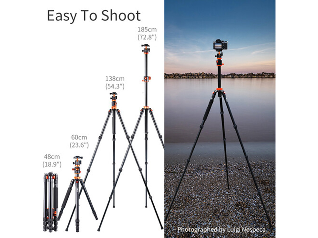 K&F Concept SA254T2 185cm Alüminyum Kompakt Tripod (KF09.090)