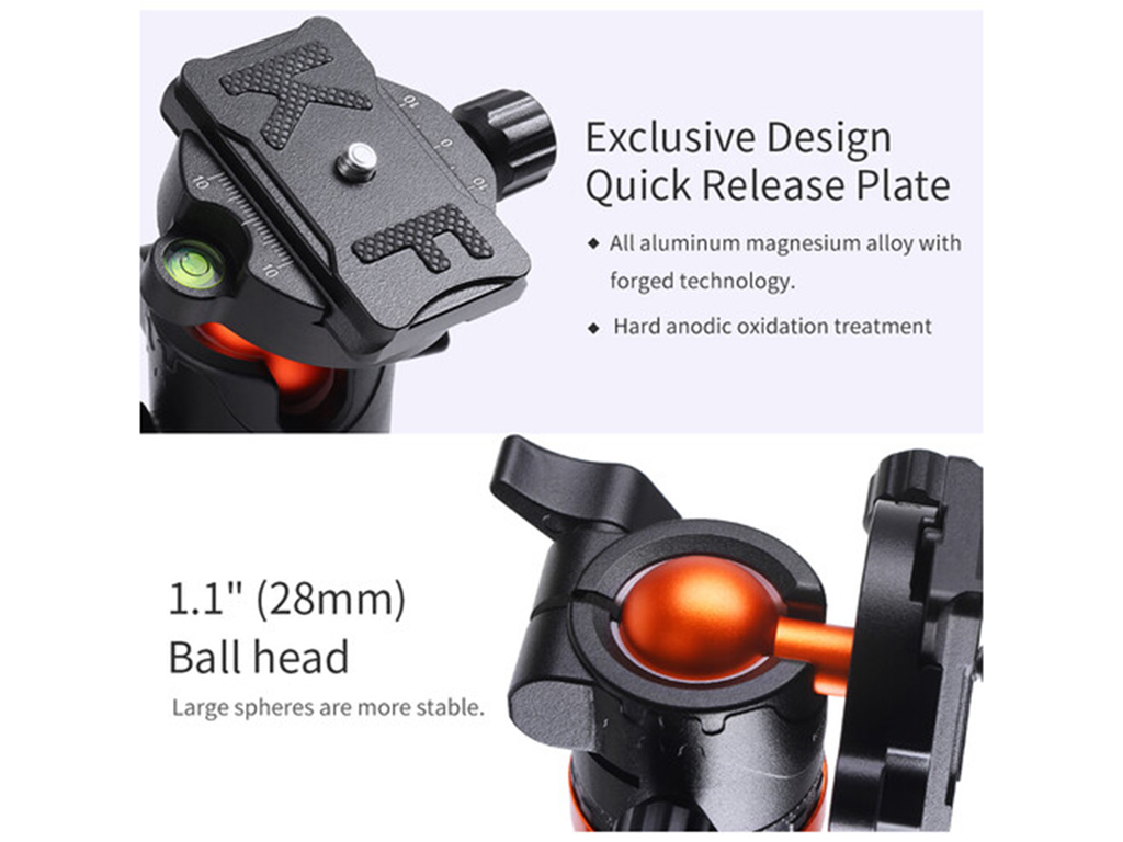 K&F Concept SA254T2 185cm Alüminyum Kompakt Tripod (KF09.090)