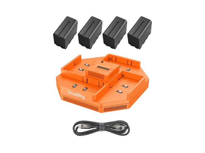 SmallRig 4834 NP-F970 Sony 4' lü Şarj Cihazı ve 4 Adet Batarya Kiti