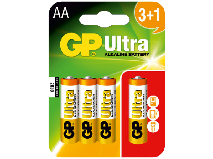 GP Ultra Alkalin 4 x AA Pil 4 Adettir