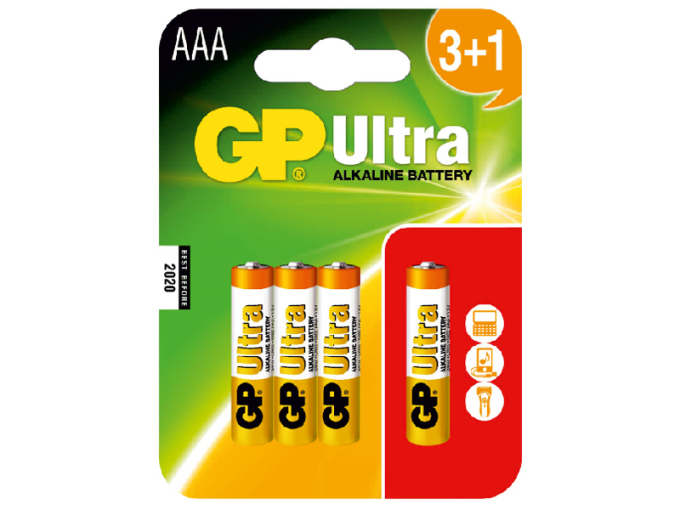 GP Ultra Alkalin 4 x AAA Pil 4 Adettir