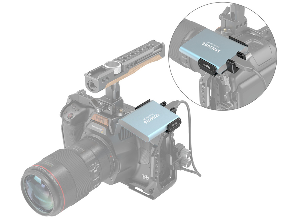 SmallRig 3272 BMPCC 6K Uyumlu SSD Tutma Aparatı Samsung T5 / T7 / T7 Shield / T9 Uyumlu