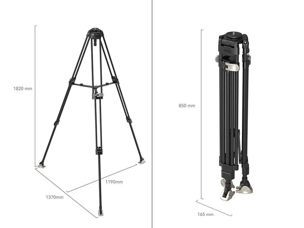 SmallRig 4167 Karbon Fiber 25kg Taşıma Kapasiteli Video Tripodu (Başlıksız) 182cm Maksimum Uzunluk