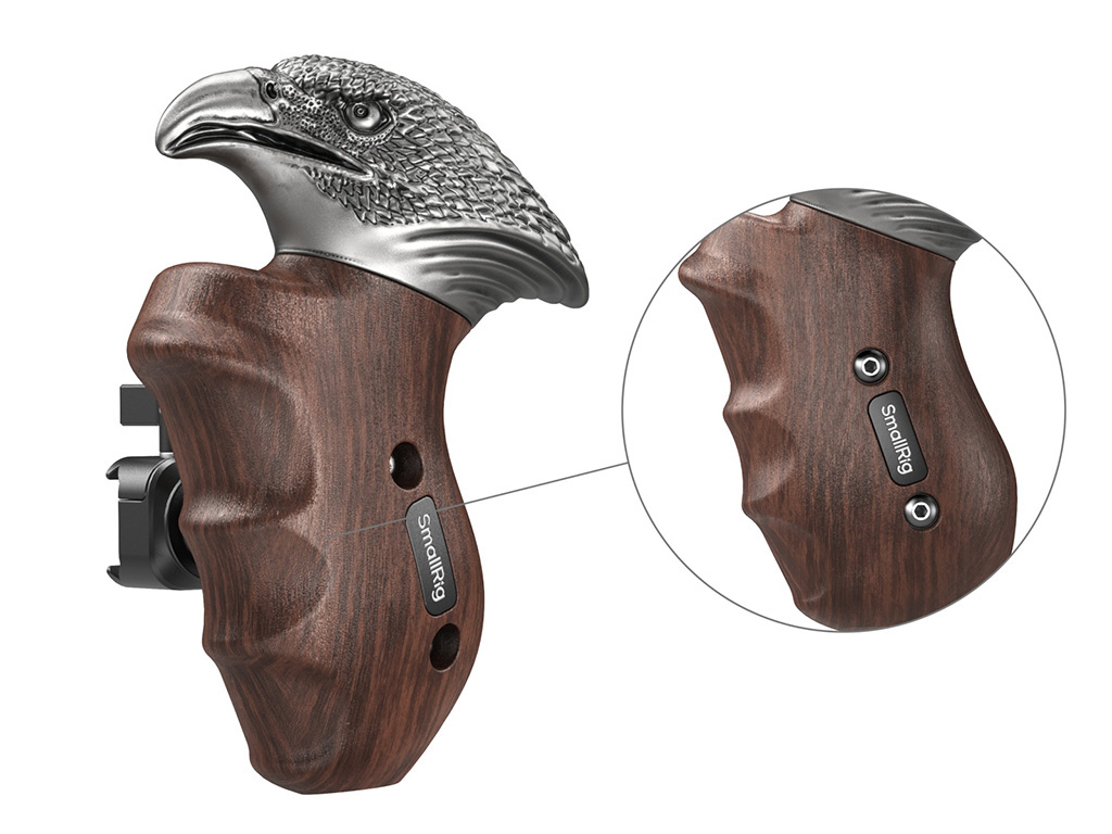 SmallRig 4817 NATO Bağlantılı ImageGrip Serisi Kartal Ahşap Yan Tutma Kolu Sol Taraflı Kullanım
