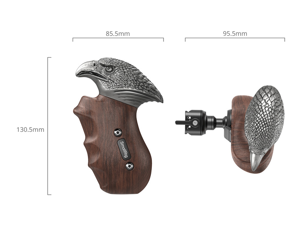 SmallRig 4817 NATO Bağlantılı ImageGrip Serisi Kartal Ahşap Yan Tutma Kolu Sol Taraflı Kullanım