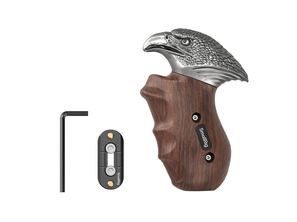 SmallRig 4817 NATO Bağlantılı ImageGrip Serisi Kartal Ahşap Yan Tutma Kolu Sol Taraflı Kullanım