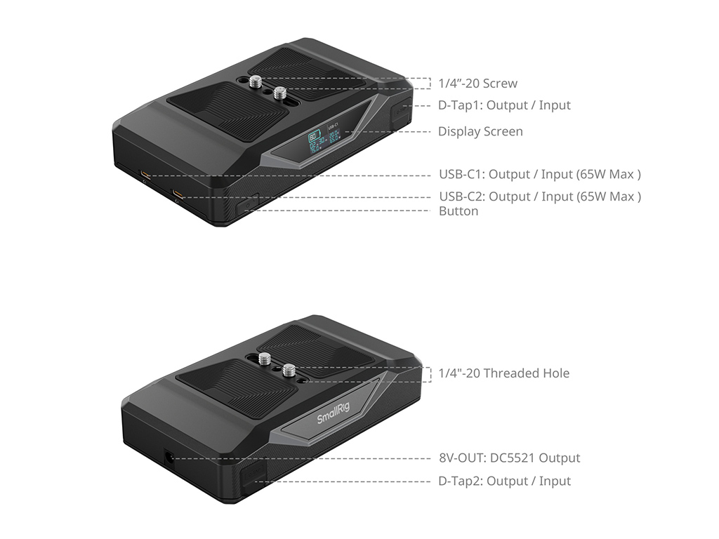 SmallRig 4826 CB75 Kamera Altına Uyumlu 20.000mAh Temel Batarya