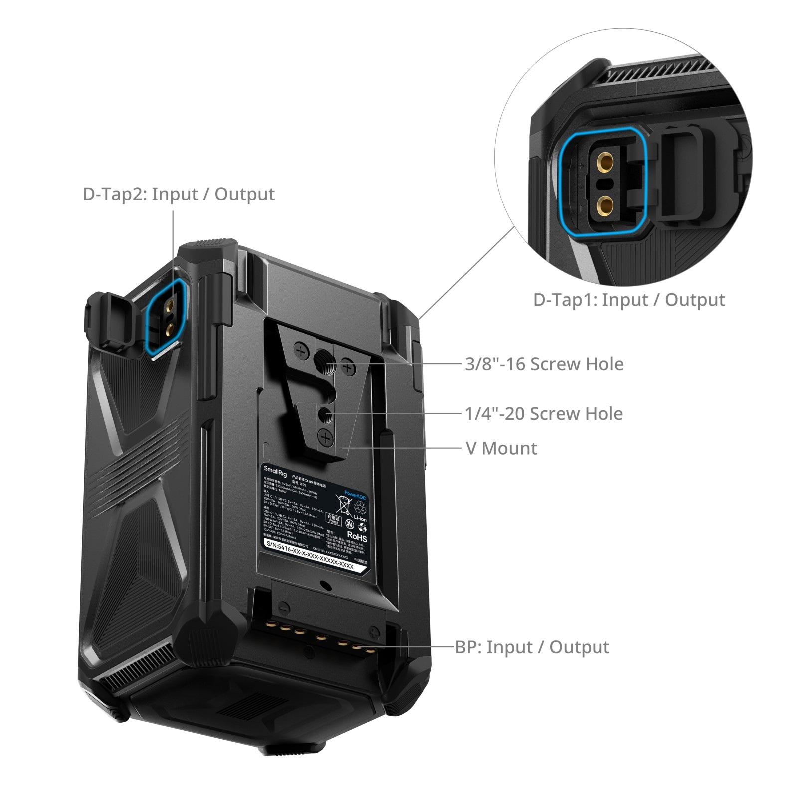 SmallRig 4984 X99 X-Touch 27200mAh 100W V-Mount Batarya