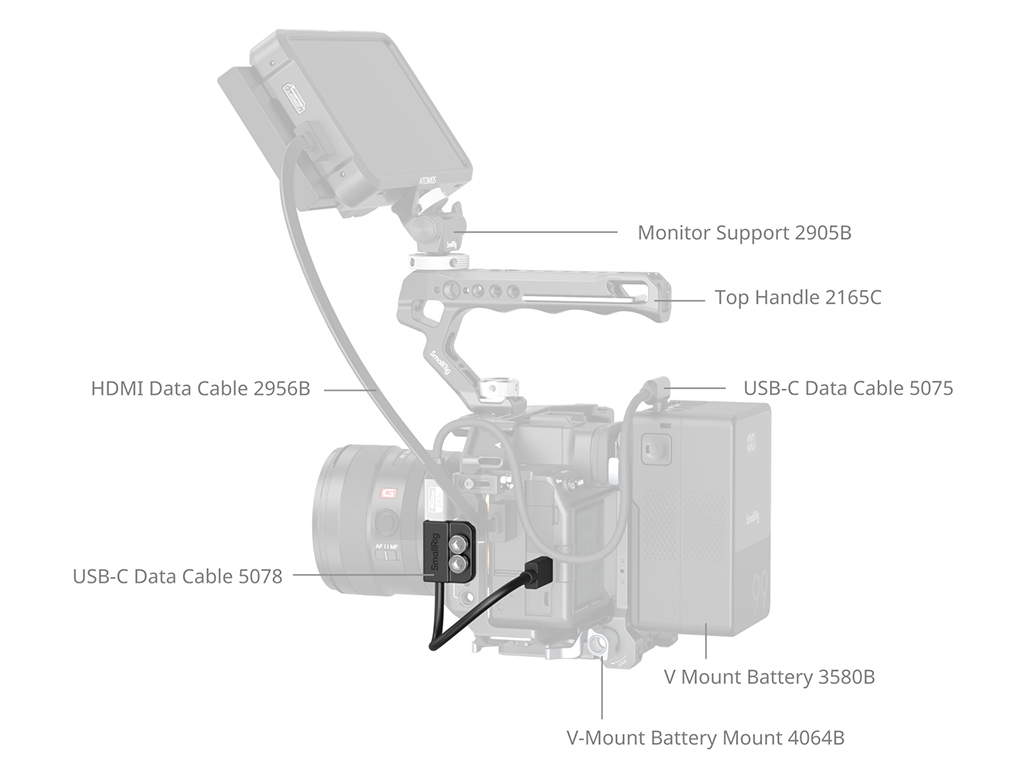SmallRig 5078 Kafes için 240w Type-C Veri Kablosu Type-C Erkek-Dişi