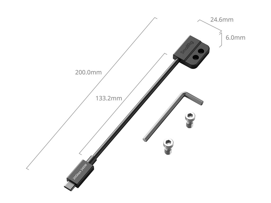 SmallRig 5078 Kafes için 240w Type-C Veri Kablosu Type-C Erkek-Dişi