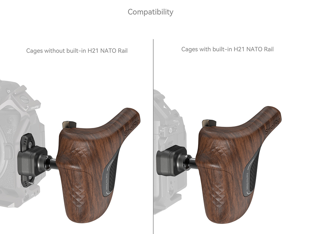 SmallRig 5192 NATO Bağlantılı Ahşap Yan Tutma Kolu (Sağ)