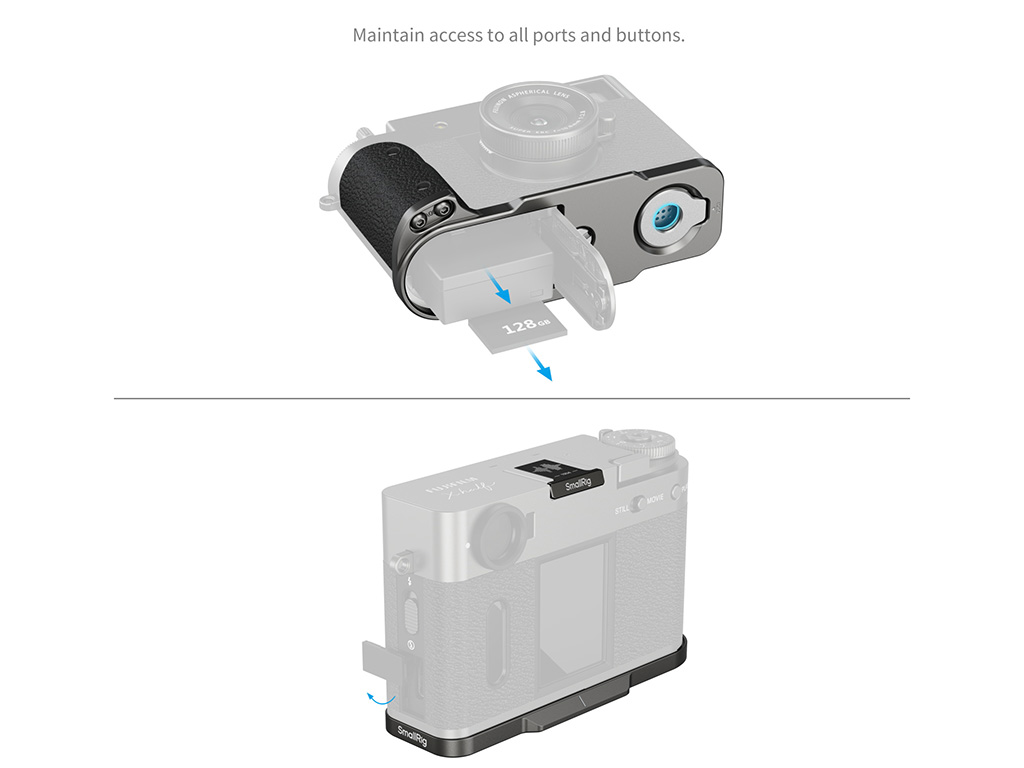 SmallRig 5217 Fujifilm X-Half Uyumlu Gümüş L Braket