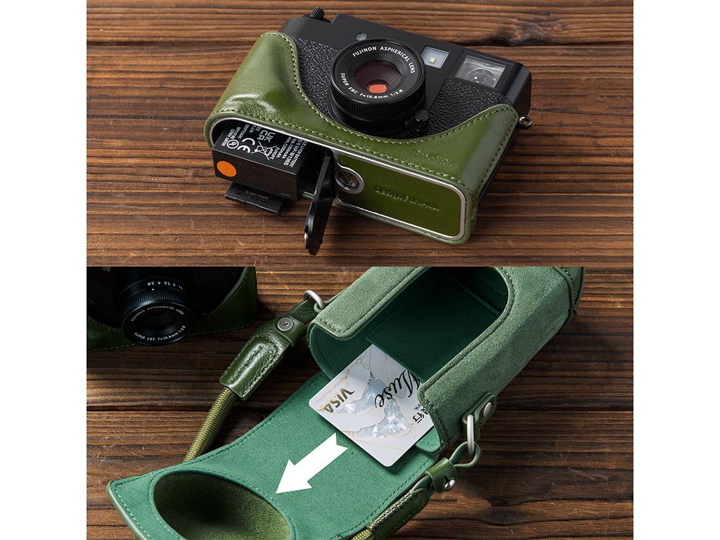 SmallRig 5220 Fujifilm X-Half Uyumlu Yeşil Deri Kılıf Çanta ve Askı