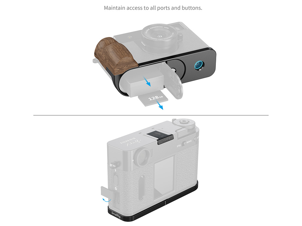 SmallRig 5224 Fujifilm X-Half Uyumlu Siyah Ahşap L Braket