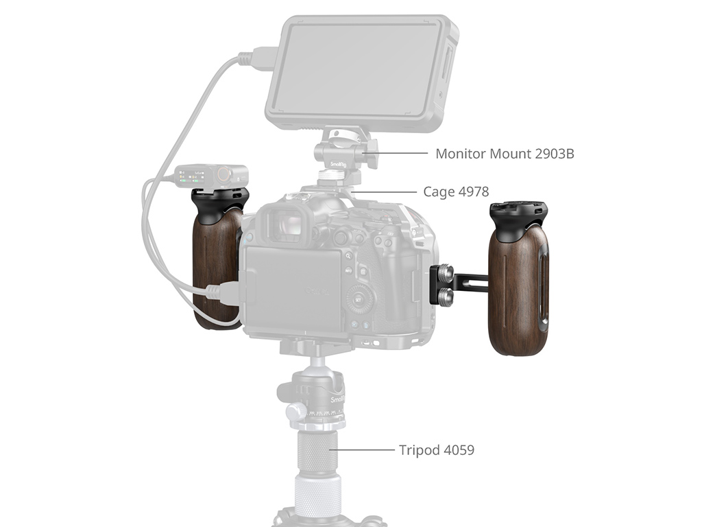SmallRig 5237 Ahşap Yan Tutma Kolu 1/4"-20 Vidalı