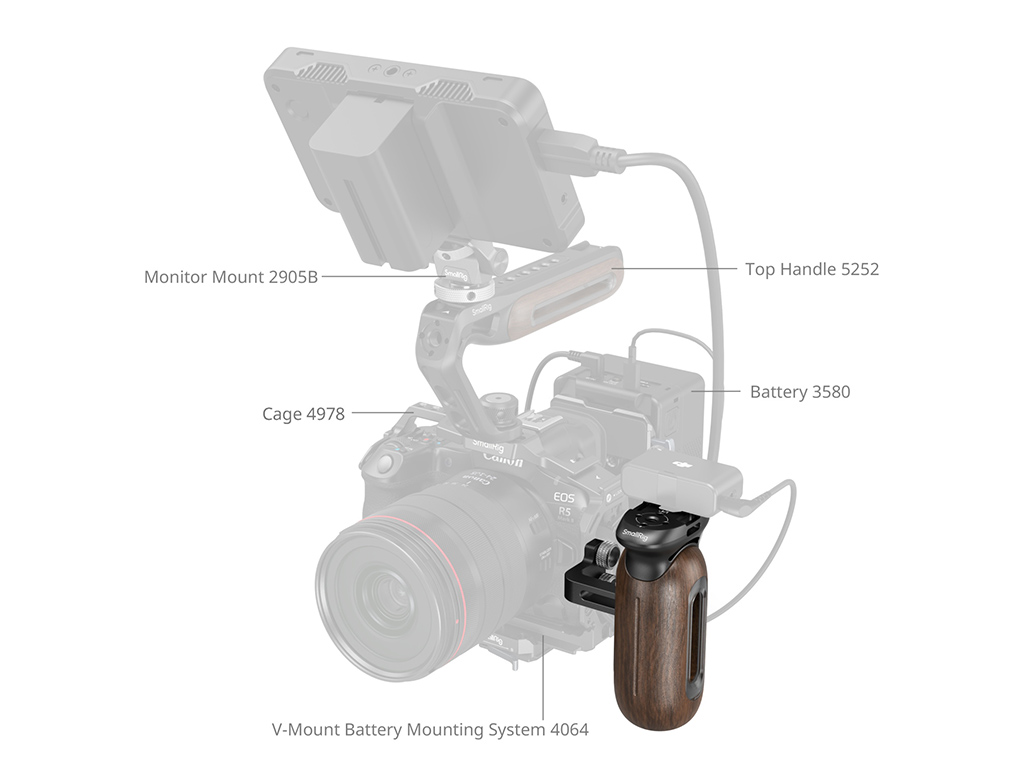 SmallRig 5237 Ahşap Yan Tutma Kolu 1/4"-20 Vidalı