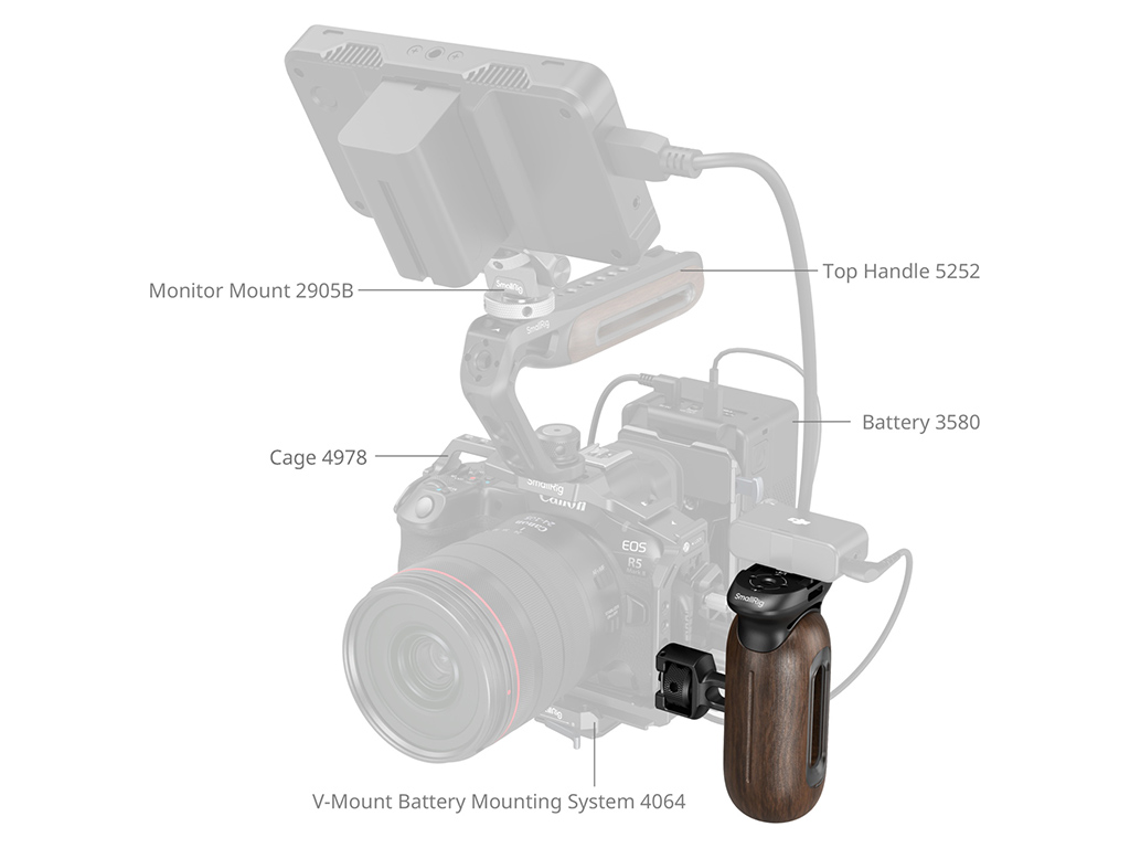 SmallRig 5238 ARRI Bağlantılı Ahşap Yan Tutma Kolu