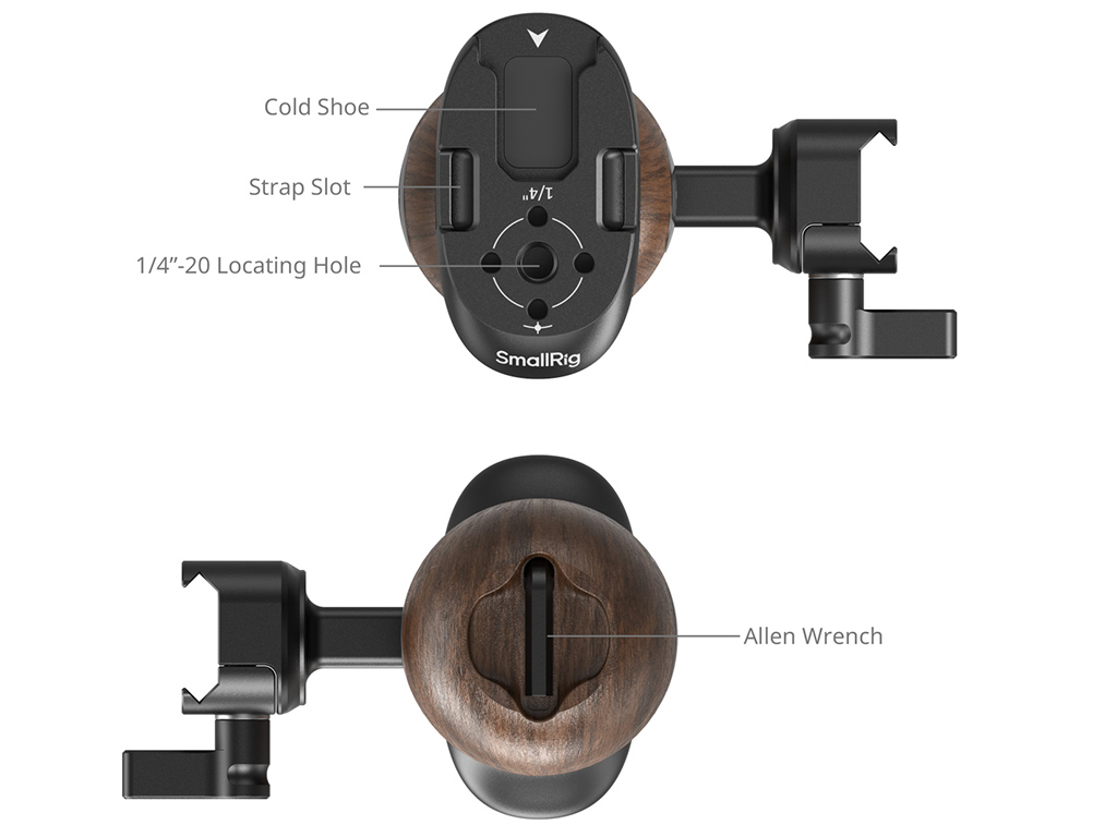 SmallRig 5239 NATO Bağlantılı Ahşap Yan Tutma Kolu
