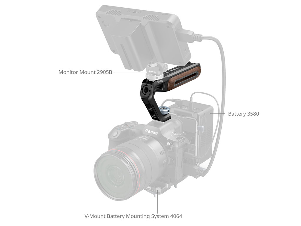 SmallRig 5250 Flaş Kızaklı ve ARRI Bağlantılı Ahşap Üstten Tutma Kolu