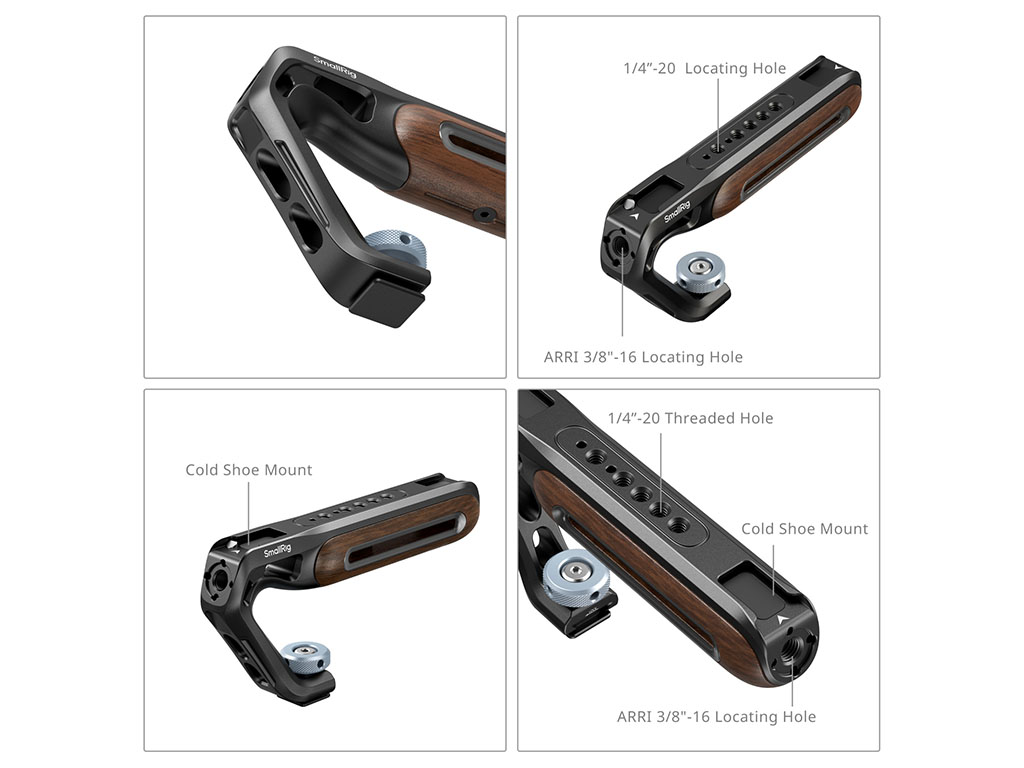 SmallRig 5250 Flaş Kızaklı ve ARRI Bağlantılı Ahşap Üstten Tutma Kolu