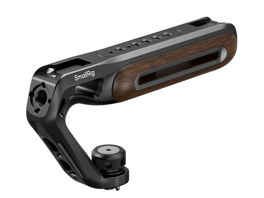 SmallRig 5252 Cold Shoe ve ARRI Bağlantılı Ahşap Üstten Tutma Kolu