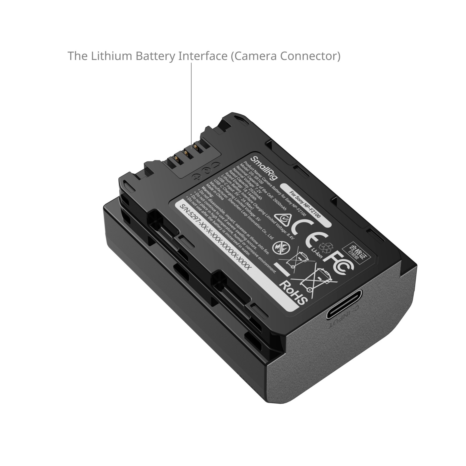 SmallRig 5297 Sony FZ-100 Göstergeli ve USB-C Özellikli Batarya
