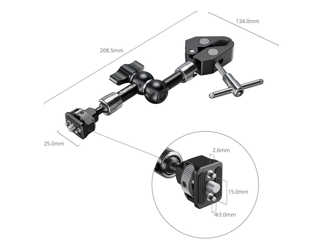SmallRig 5310 7" Yengeç Kelepçeli Magic Arm 1,5kg Taşıma Kapasiteli