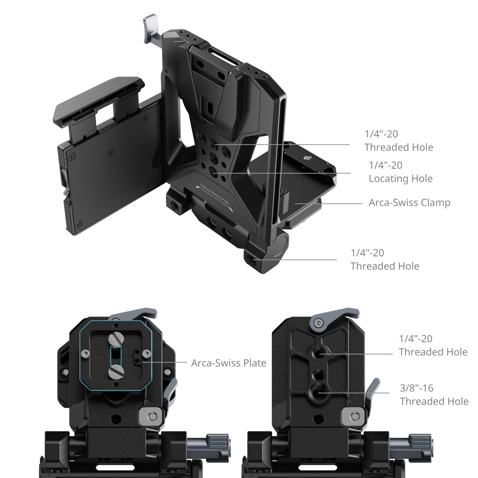 SmallRig 5315 Arca Swiss Plakalı V-Montaj Batarya Montaj Plakası Kiti