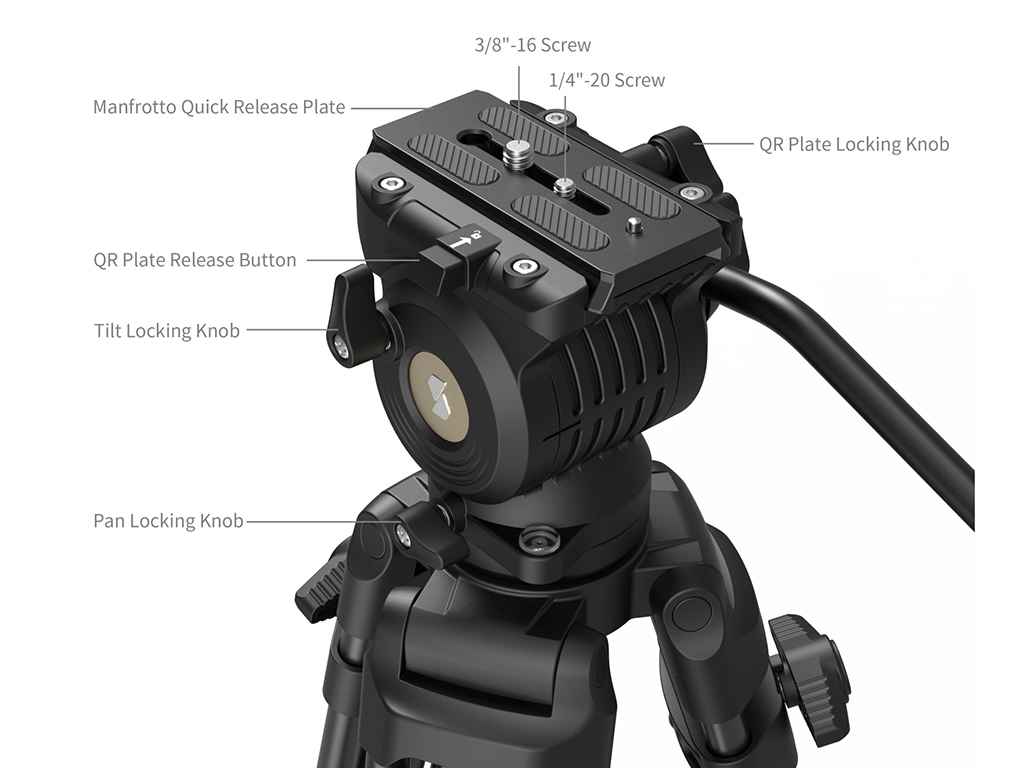 SmallRig 5440 AD14 Alüminyum 10kg Taşıma Kapasiteli Video Tripodu 185cm Maksimum Uzunluk