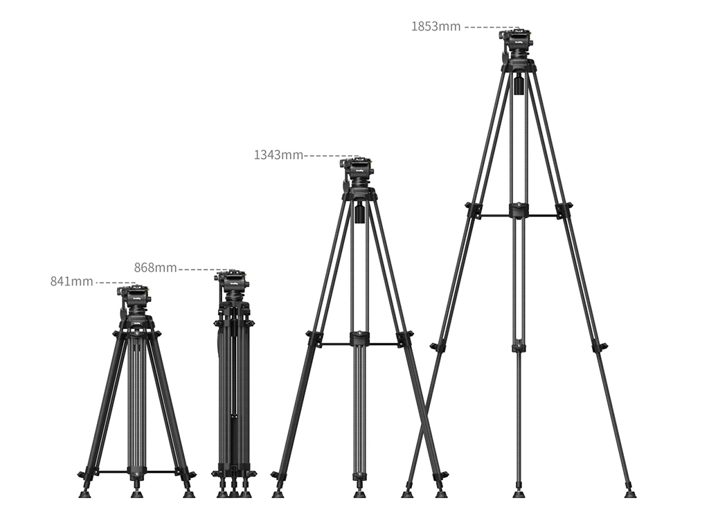 SmallRig 5441 AD14 Karbon Fiber 10kg Taşıma Kapasitesi Video Tripodu  185cm Maksimum Uzunluk