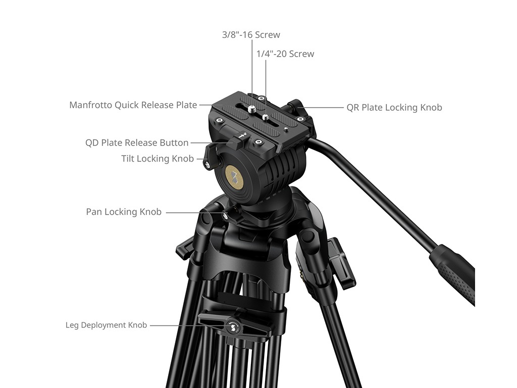 SmallRig 5442 FSD14 FreeSpeed 8kg Taşıma Kapasiteli Video Tripodu  185cm Maksimum Uzunluk
