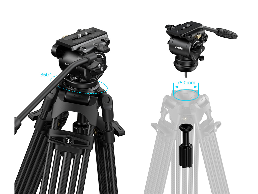 SmallRig 5443 FSD14 FreeSpeed Karbon Fiber 10kg Taşıma Kapasiteli Video Tripodu  186cm Maksimum Uzunluk