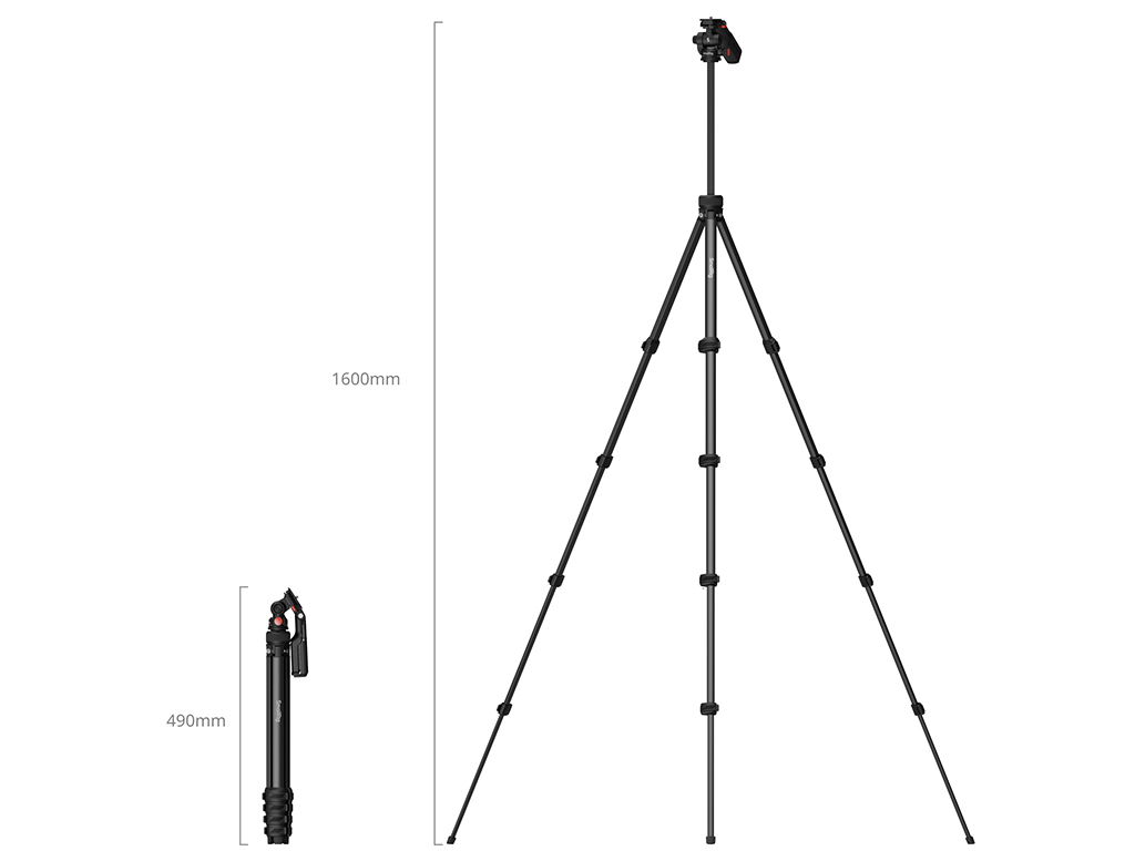SmallRig 5473 Telefon Tutuculu 3kg Taşıma Kapasiteli Video Tripodu 160cm Maksimum Uzunluk