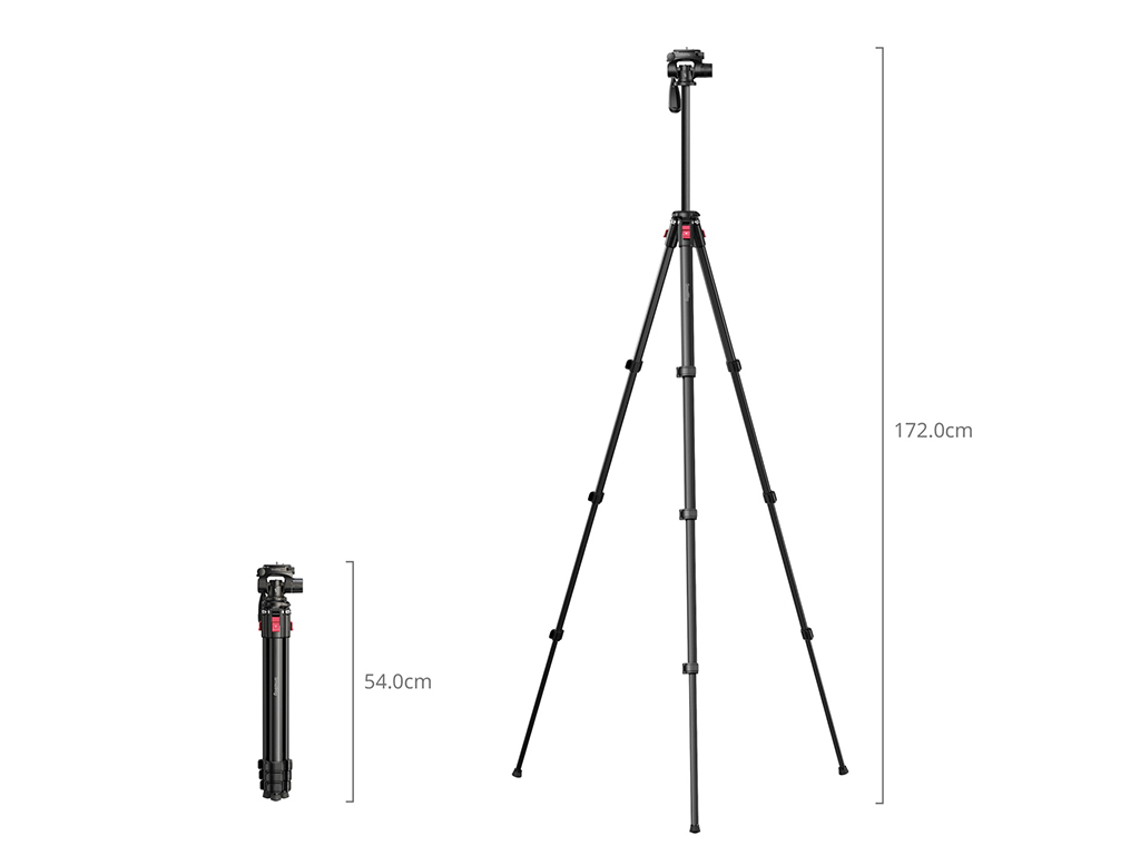 SmallRig 5474 Hafif Makineler için 5kg Taşıma Kapasiteli Video Tripodu 172cm Maksimum Uzunluk
