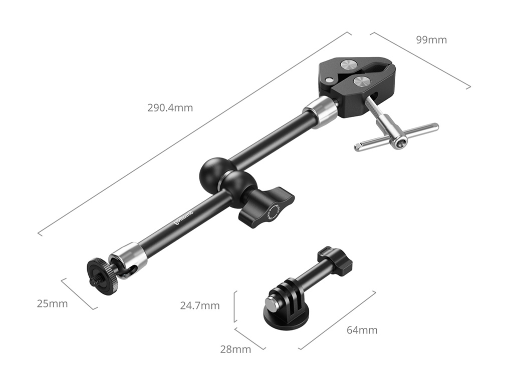 SmallRig 5605 Aksiyon Kamera Bağlantılı Kelepçeli Magic Arm