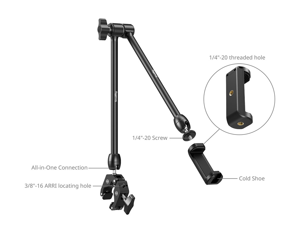 SmallRig 5624 Yengeç Kelepçe Bağlantılı Telefon Tutuculu Magic Arm