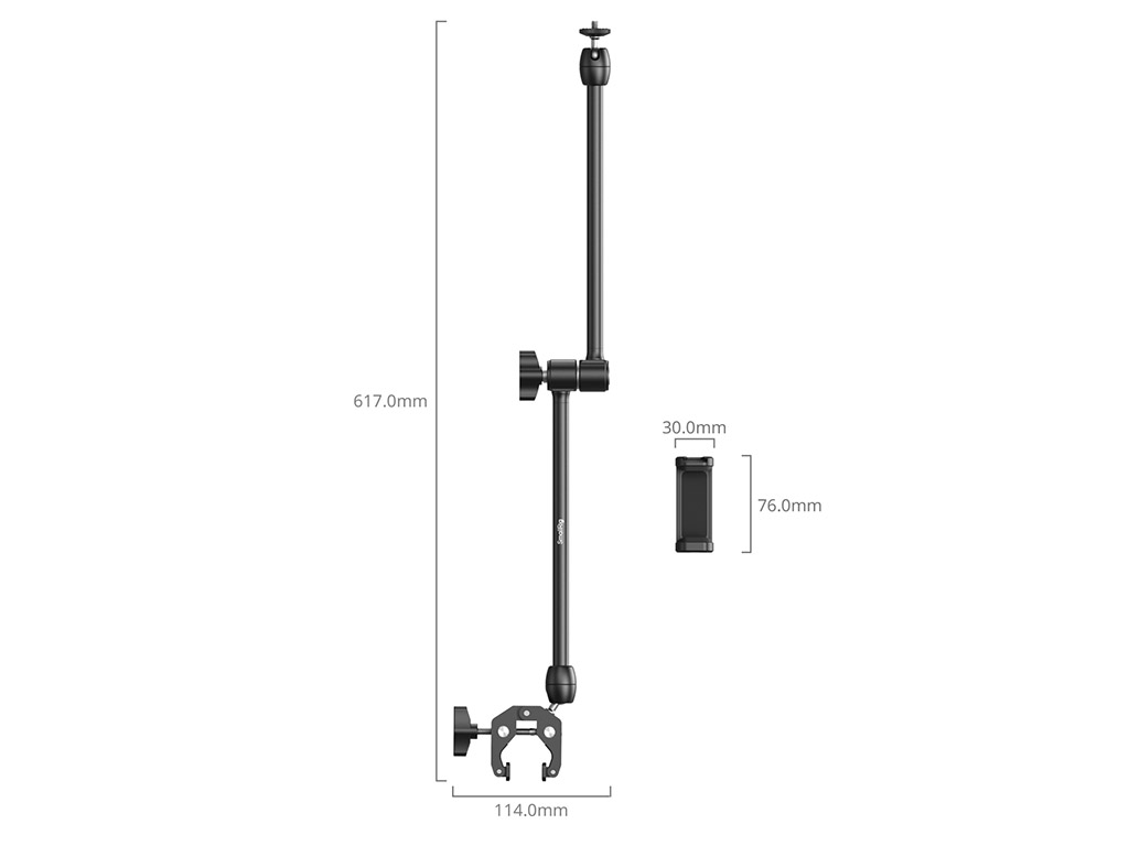 SmallRig 5624 Yengeç Kelepçe Bağlantılı Telefon Tutuculu Magic Arm