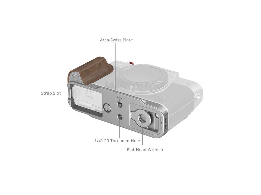 SmallRig 5667 X-T30 Serisi ile Uyumlu Ahşap Gümüş L Braket X-T30, X-T30 II, X-T30 III Uyumlu