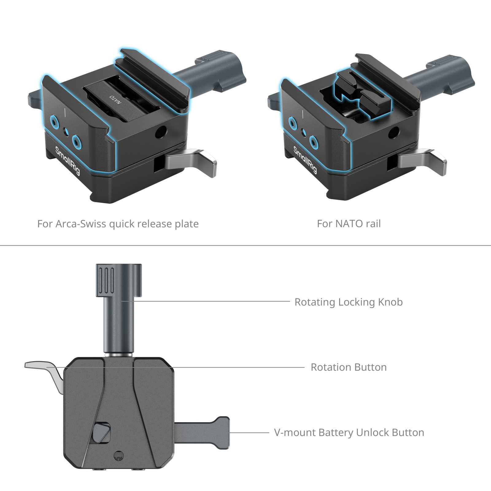 SmallRig 5690 Arca Swiss V-Mount Batarya Bağlantı Plakası