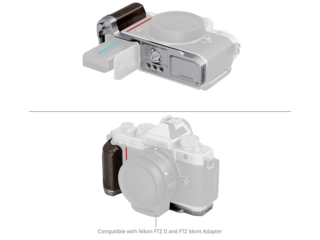 SmallRig 5707 Nikon ZF Uyumlu Ahşap Gümüş L Braket