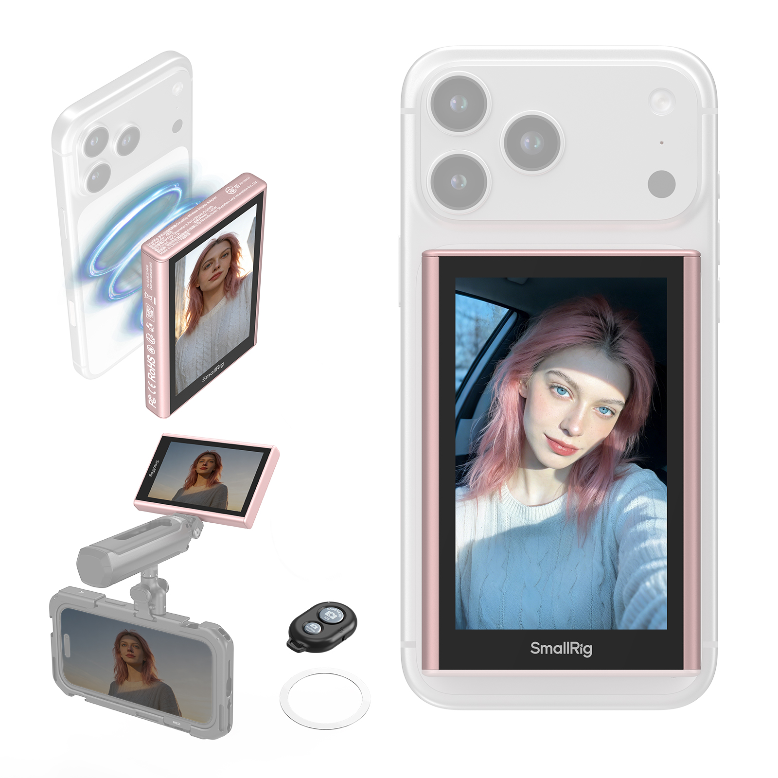 SmallRig 5746 Cep Telefonları ile Uyumlu Magsafe Kablosuz Selfie Monitörü iOS ve Android Uyumlu, 10 Metre Mesafe