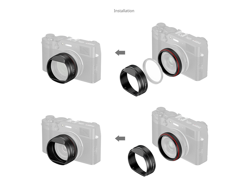 SmallRig 5848 X100VI Uyumlu Siyah Kare Parasoley + Filtre Adaptörü X100V ve X100VI Uyumlu