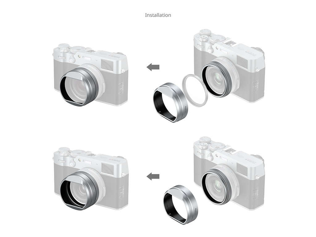 SmallRig 5849 X100VI Uyumlu Gümüş Kare Parasoley + Filtre Adaptörü X100V ve X100VI Uyumludur
