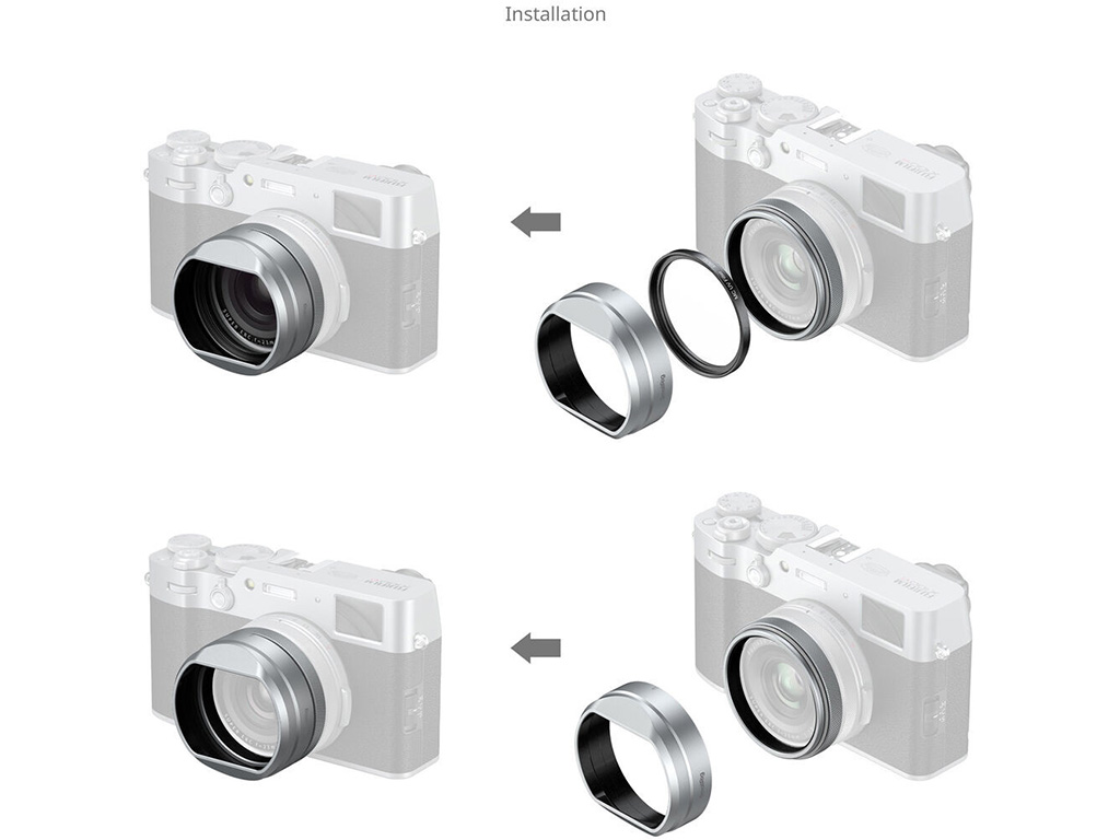 SmallRig 5851 X100VI Uyumlu Kare Parasoley + UV Filtre + Filtre Adaptörü Gümüş X100V ve X100VI ile Uyumludur
