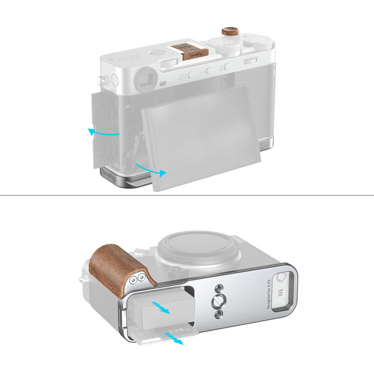SmallRig 5984 Fujifilm X-E5 için Gül Ağacı Saplı Gümüş L Braket