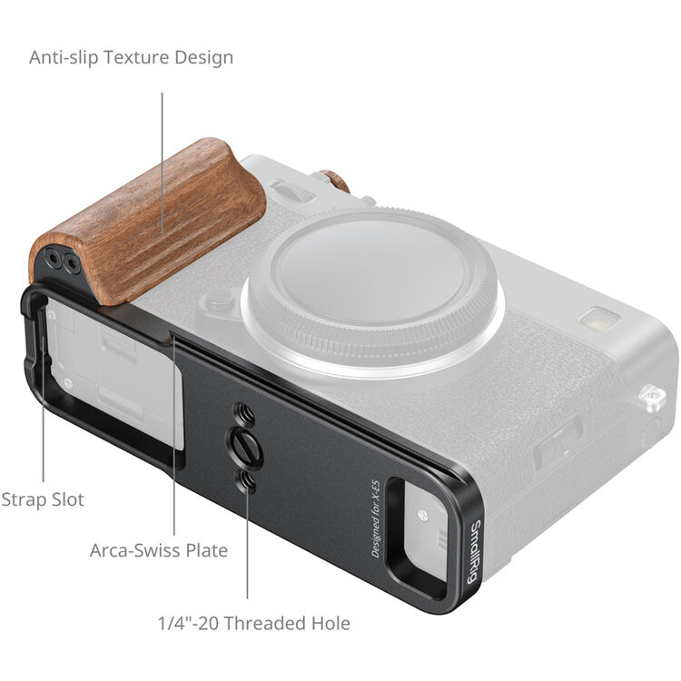SmallRig 5985 Fujifilm X-E5 için Gül Ağacı Saplı Siyah L Braket