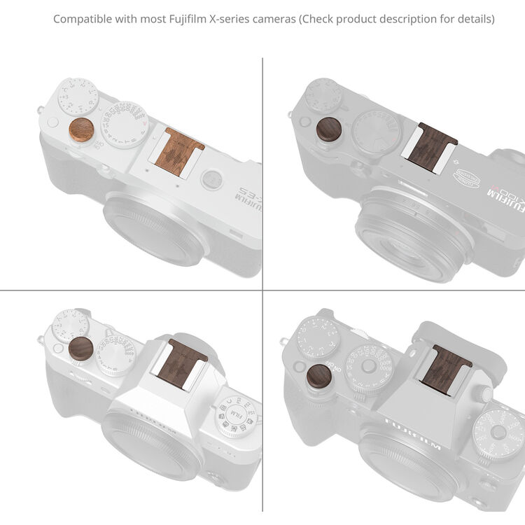 SmallRig 6240 Fujifilm için Ahşap Flaş Yuvası Kapağı ve Deklanşör Düğmesi - Koyu Kahve Fujifilm X Serisi için