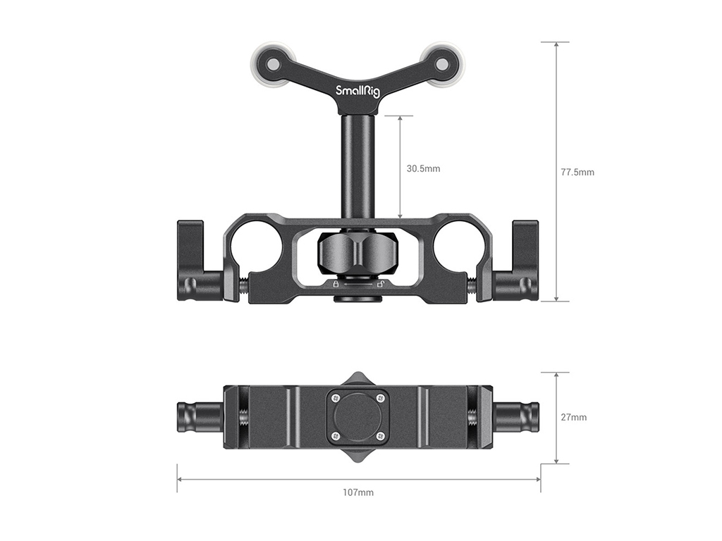 SmallRig 2727 15mm Rod Çubuk için Lens Desteği