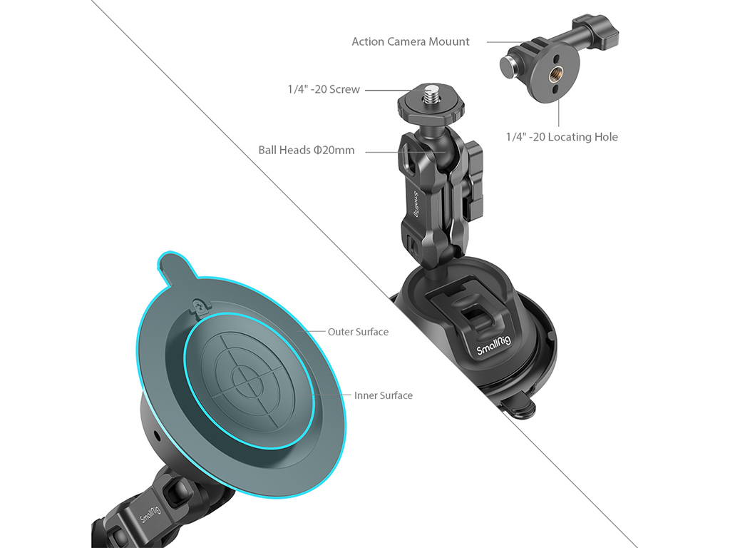 SmallRig 4193 SC-1K Aksiyon Kamera Uyumlu Vantuz