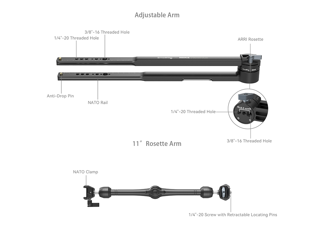 SmallRig MD4362 Mikevisuals 360 Derece Dönebilen Takip Uzatma Kolu 49-70cm